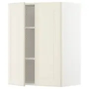 METOD wall cabinet with shelves/2 doors, white/Bodbyn off-white, 60x37x80 cm