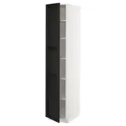 METOD high cabinet with shelves, white/Lerhyttan black stained, 40x60x200 cm