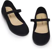 [Children Chic] Childrenchic Mary Jane Flats with Hook and Loop Straps – Girls' Shoes for School, Weddings and Casual Wear (Canvas)