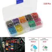 110pcs Micro Blade Fuse 2-35 Amp Car Suv Mini Low Profile Blade Fuses Mould Box