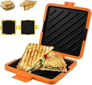 Microwave Toastie Sandwich Maker, 3-in-1 Grilled Cheese & Panini Press, Dishwasher Safe, for Breakfast, for Microwave Easy to Clean and Store (Orange)