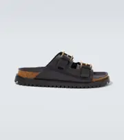 [Versace] Versace Barocco leather-trimmed slides AU 8 black