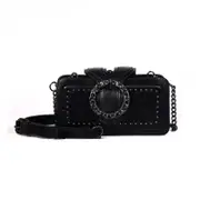 Nevenka Womens Square Small Satchel Clutch Bag Card Holder Wallet Handbag-Black