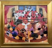 Allen Stringfellow "Ladies Day" CUSTOM FRAMED Black Church Hats Art NEW