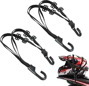 High Retractable Motorcycle Straps 2 Pack, 23.6" Motorcycle Luggage Strap Helmet Mesh Elastic Bungee Cords Helmet Rope with 2 Hooks, Black