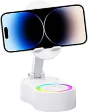 Cell Phone Stand - Desk Cell Phone Stand | Adjustable Portable RGB Dock with Microphone Speaker for Travel Car Airplane Bedroom Dorm Recording Video Call