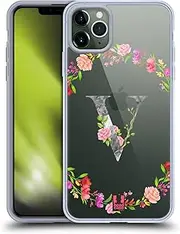 Head Case Designs Letter V Decorative Initials 2 Gel Case [Military Grade Protection] Compatible with Apple iPhone 11 Pro Max