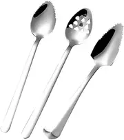GRIRIW Scraping Spoons for Fruit Grapes 3pcs Pear Serrated Spoons Stainless Steel Multipurpose Scoops