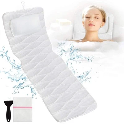 Full Body Bath Pillow, Bath Pillows for tub with Mesh Washing Bag & 21 Non-Sl...