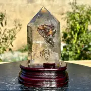 1.95LB Natural Phantom Ghost Obelisk Clear Quartz Crystal Point Tower