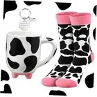 Tessco 3 Pcs Theme Gift Kit for Women Include Coffee Mug Socks Keychain Cow