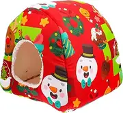 TOGEVAL Pet Cotton Nest Hideout Guinea Pig Guinea Pig Bed Hamster Winter House Soft Hamster Bedding Small Animal Hide Guineapig Shelter House Hedgehog Cage Accessories Red Fabric