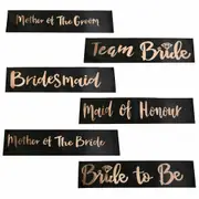 Mother Of Groom Black With Rosegold Satin Bride Sash Bachelorette Sashes Bridal Shower Hen Night Wedding PARTY 10col