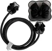AsrMyjcx En Cable Protective Cover, Protective Case, USB Data Line Adapter Head Quick Protector Case, Bow Knot Black