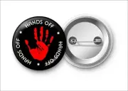 2.25" Hands Off Pinback Button F Donald Trump Anti MAGA Liberal Democrat Rights