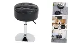 Adjustable Vanity Stool, 360° Swivel Round Storage Ottoman for Makeup Black