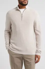 Jack Victor Daulac Quarter Zip Pullover in Sand at Nordstrom, Size Medium