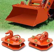2 Pack 3/8" Tractor Bucket Hooks with D Ring Max 15,000 lbs Grade 70 Forged Steel Bolt On Grab Hook for Tractor Bucket Compatible with Kubota, John Deere, Kiot, RV, UTV, Truck, Orange