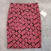 LuLaRoe Cassie Skirt Large Pink Geometric Knee Length Pull On Pencil New