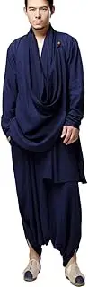 [LUZU JUNU] Men's Kung Fu Tai Chi Yoga Uniforms Cotton Linen Buddhist Meditation Clothing