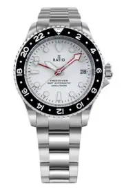 Ratio FreeDiver GMT White Dial Automatic Diver's 200M Men's Watch RTF057