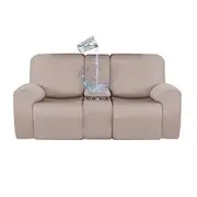 Waterproof Recliner Covers Burgundy Loveseat with Middle Console Slipcover8-Piece Stretch Loveseat Reclining Sofa Covers 2 seat Loveseat Recliner Cover Thick S