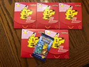 2021 MCDONALDS POKEMON 25TH ANNIV. CARDS / TOYS - RED #3 - 5 PACKS + PIKACHU -