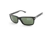 Persol PO3048S 95/31 Shiny Black/Green Men's Rectangular Sunglasses