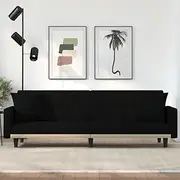 Sofa Bed, Lounge Sofa Couch Sofa Bed with Cushions Black Fabric