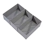 Sock Drawer Organizer Set of 3 Storage Boxes, Underwear Organizer Grey 3 Pack