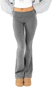 [Generic] Flare Leggings for Women 2025 Trendy Fold Over Low Waist Bootcut Yoga Pants Cozy Running Workout Athletic Sweatpants
