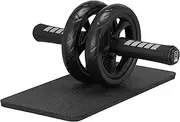 H&S Ab Abdominal Exercise Roller With Extra Thick Knee Pad Mat - Body Fitness Strength Training Machine AB Wheel Gym Tool