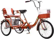 Adult Trikes Foldable 20 Inch 3 Wheel Bikes Tricycle Three-Wheeled Bicycles Cruise with Shopping Basket Back Seat for Seniors Women Men, Tricycle