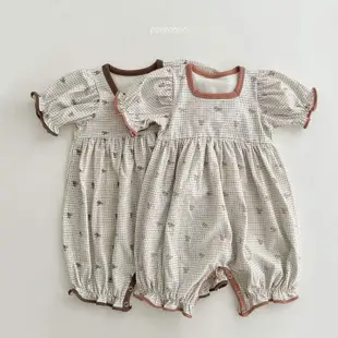 peekaboo 漿果格子連身衣 ｜寶寶 嬰兒 包屁衣 寶寶衣服 女韓國童裝 包屁 嬰兒髮帶 兒童連身衣