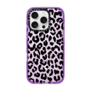 iPhone 16 Pro Impact Case MagSafe Compatible Black Transparent Leopard Print