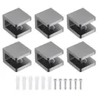 6Pcs Glass Shelf Brackets, Solid Brass Bracket for 0.31"-0.39" Glass, Black