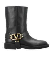 Valentino VLogo Plaque Square Toe Boots 35,36,37,38,39,37.5,38.5,39.5,40.5,40,41.5,41,36.5,42,35.5 black