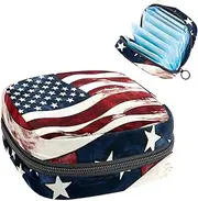 Period Bag,Sanitary Napkin Storage Bag,American Flag Striped Waves,Tampon Holder for Purse