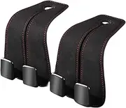 2-in-1 Car Seat Back Organiser with Double Hooks - Universal Hidden Headrest Hooks for Purse, Bags & Groceries, Durable Car Accessories for Australian Drivers (Black)