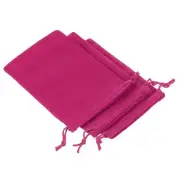 3Pcs 14x10cm Microfiber Pouch Soft Storage Drawstring Gift Bag Rose Red