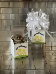 Get Well Soon Gift Box-Basket With 1/2 LB Chocolate Hershey Nuggets & White Bow