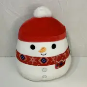 Manny the Snowman Engineer Red Hat & Scarf 8 Inch Squishmallow Kellytoy 2022