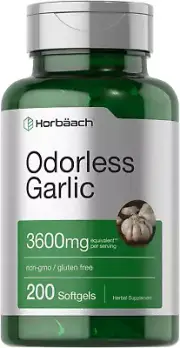 Odorless Garlic 3600mg – Ultra Potent Extract – 200 Softgels – Non-GMO & Gluten-