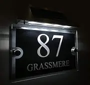Personalised Modern House Signs Plaques Door Numbers 1-9999 Street Name Solar Light LED