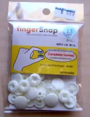 KIYOHARA Finger Snap Tool-Less Snap Fasteners 8Pieces 13mm White