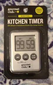 Gourmet Club 100 Minute Magnetic Large Display Digital "Kitchen Timer" W Stand