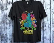 Disney Alice in Wonderland Caterpillar and Living Flowers Unisex Shirt Kid Tee