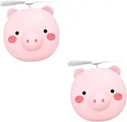 TOVINANNA 2pcs Mini Fan Led Makeup Mirror Pig Style Mirror for Women Rechargeable Lightweight Portable