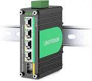 LINOVISION Industrial 4 Ports Gigabit Solar PoE Switch with DC9～57V Redundant Power Input, 12V PoE Switch with SFP Uplink, IEEE802.3af/at @120W, Compact PoE Power for Solar Power/RV Truck/VoIP Systems