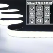 6000K 1600leds/m 30mm Wide LED Ribbon Tape 24V COB LED Strip Lights Home Decor